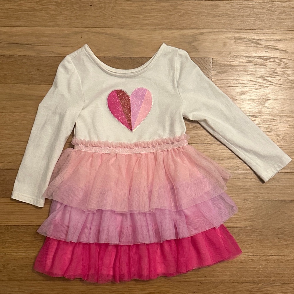 Cat & Jack White and Pink Heart Dress
